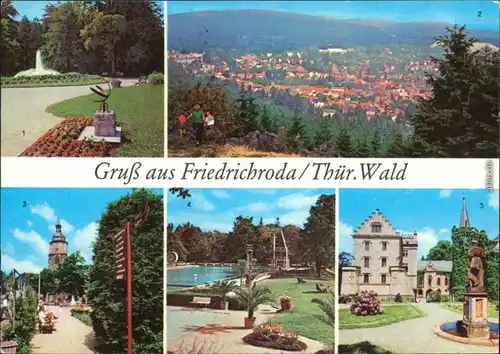 Friedrichroda Puschkinpark, Gesamtansicht  Schloß Reinhardsbrunn g1983