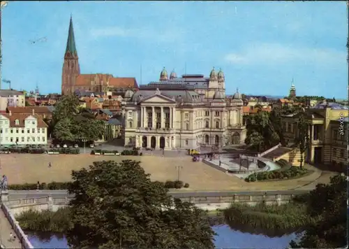 Ansichtskarte Schwerin Alter Garten mit Theater und Dom 1969