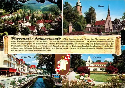 Ansichtskarte Bad Herrenalb Teilansicht, Kloster, an der Alb, Kurhaus 1985