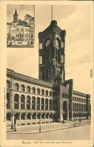 Ansichtskarte Mitte-Berlin Rotes Rathaus  Bild Alt und Neu 1918