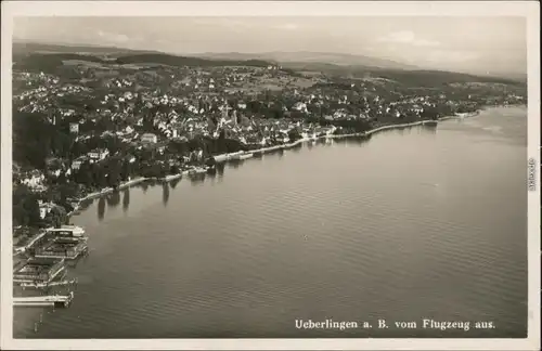 Ansichtskarte Überlingen Luftbild, Stadt und Hafen 1932 