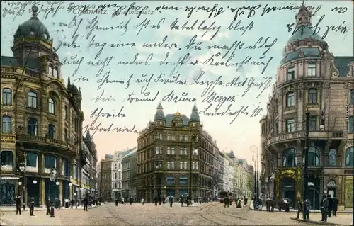 Ansichtskarte Chemnitz Karl-Marx-Stadt Johannisplatz - Hotel Stadt Gotha 1908 