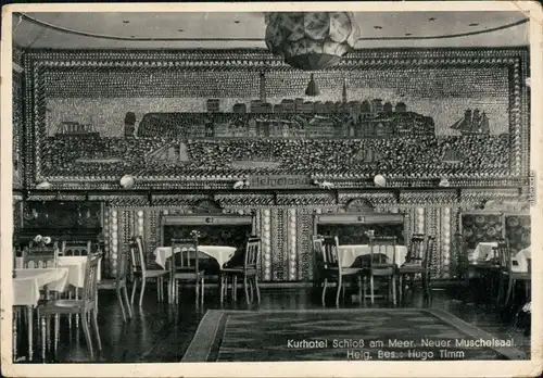 Ansichtskarte Büsum Kurhotel Schloß am Meer - Neuer Muschelsaal 1930