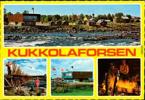 Kukkolaforsen Siedlung am Fluss, Fischer Am Holzdamm, Ortsmotiv, Lagerfeuer 1988