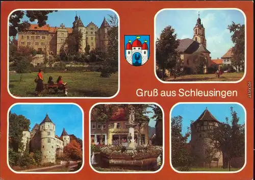 Schleusingen Schloß Bertholdsburg, Johanniskirche, Marktbrunnen, Heckenturm 1987