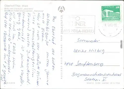 Oberhof (Thüringen) Stadtblick vom Interhotel, Erholungsheim 1982