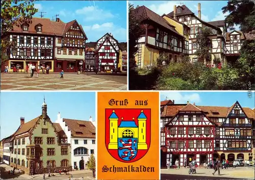 Ansichtskarte Schmalkalden Altmarkt, Schmiedhof, Rathaus, Salzbrücke 1998