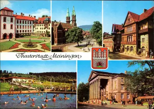 Meiningen Schloss, Stadtkirche, Henneberger Haus, Schwimmbad, Hoftheater g1978