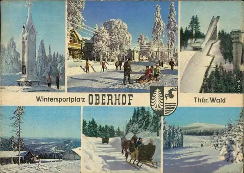 Ansichtskarte Oberhof (Thüringen) Rennsteig, Schlittenfahrt, Schanze 1966