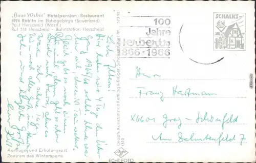 Ansichtskarte Reblin Fürwigge-Talsperre 1958