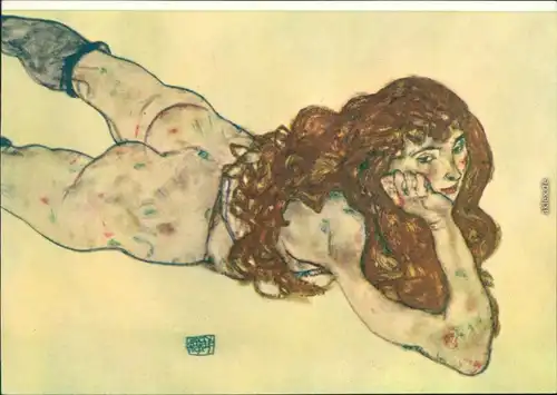 Wien Albertina: Gemälde v. E. Schiele "Liegender weiblicher Akt" 1990