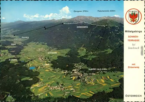 Ansichtskarte Innsbruck Mittelgebirge mit Zirbenweg 1985