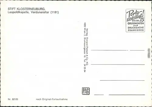 Ansichtskarte Klosterneuburg Leopoldikapelle, Verduneraltar 1995