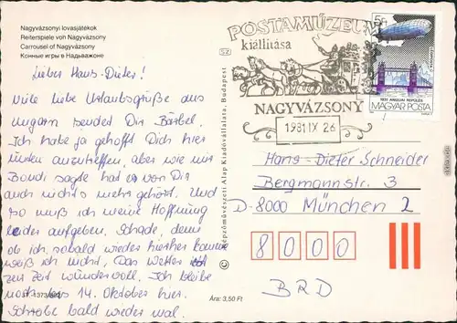 Ansichtskarte Nagyvázsony Reiterspiele 1981