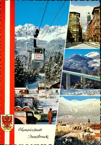 Ansichtskarte Innsbruck Seilbahn, Brücke, Panorama, Kirche 1985