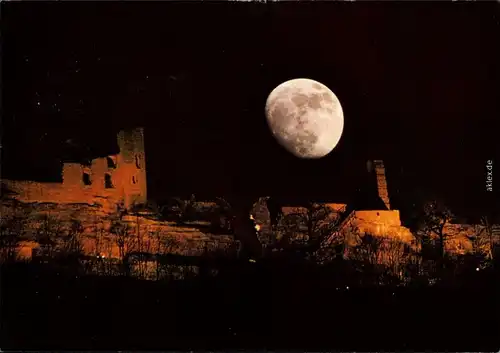Ansichtskarte Dahn Burg Grafendahn und Tanstein, Mondnacht 1985