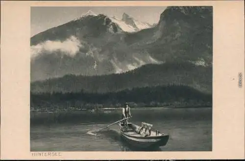 Ansichtskarte Ramsau (Wimbachtal) Hintersee mit Boot und Hochkalter 1922