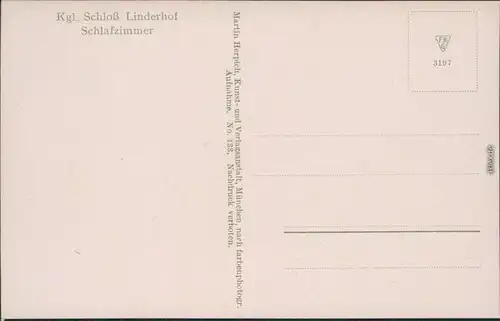 Ansichtskarte Ettal Königsschloss Linderhof - Schlafzimmer 1916 