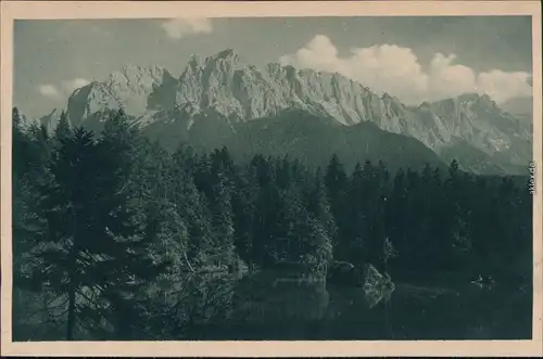 Ansichtskarte Grainau Badersee mit Bergmassiv 1930