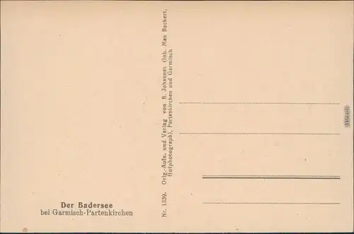 Ansichtskarte Grainau Badersee mit Bergmassiv 1930