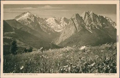 Ansichtskarte Grainau Zugspitze - Wettersteingebirge - Panorama-Ansicht 1932
