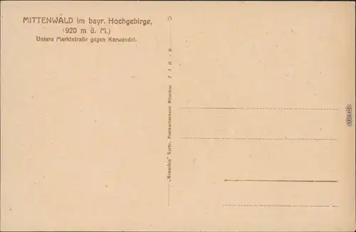Ansichtskarte Mittenwald Untere Marktstraße mit Bergmassiv 1928