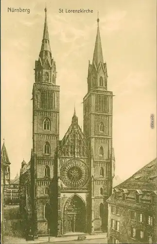 Ansichtskarte Nürnberg Lorenzkirche 1909
