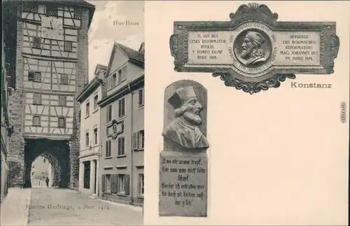 Ansichtskarte Konstanz Hus-Haus, Reliefs - Straße 1908