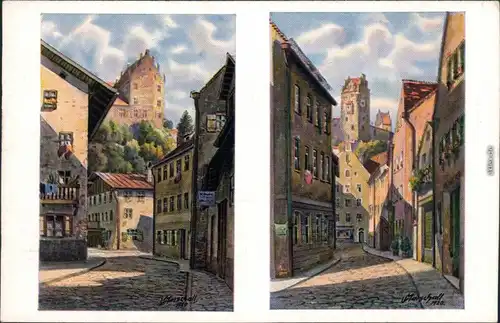 Ansichtskarte Füssen Künstlerkarte: Straßenbilder 1920
