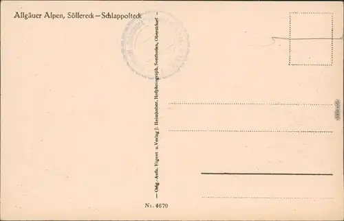 Oberstdorf (Allgäu) Allgäuer Alpen: Söllereck und Schlappolteck 1920