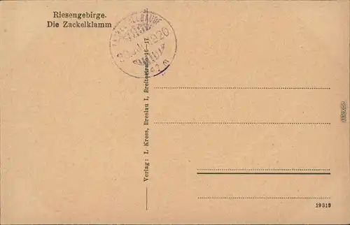 Ansichtskarte Hirschberg (Schlesien) Jelenia Góra Partie am Zackelklamm 1922 