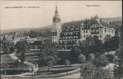 Ansichtskarte Bad Flinsberg Świeradów-Zdrój Partie am Kurhaus 1914 