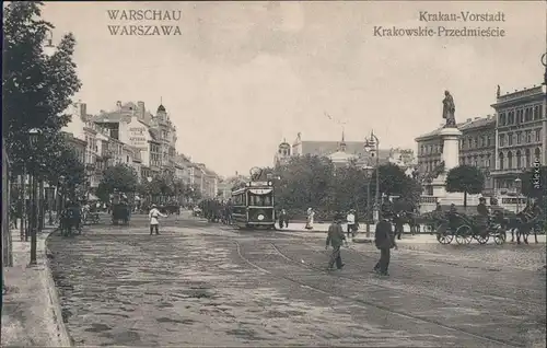 Warschau Warszawa Straßenbah - Krakauer Vorstadt - Straße 1918 