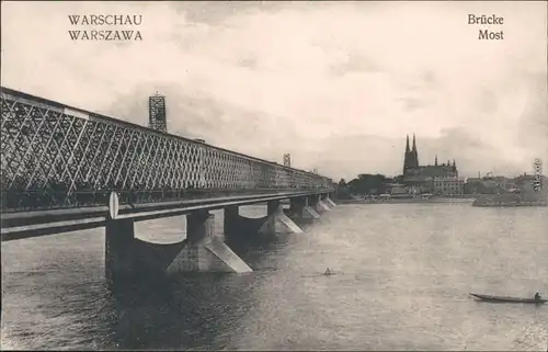 Ansichtskarte Warschau Warszawa Stadt, Kirche ud Brücke 1918 