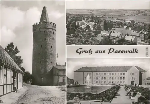 Ansichtskarte Pasewalk Turm, Panorama, Schloss 1980