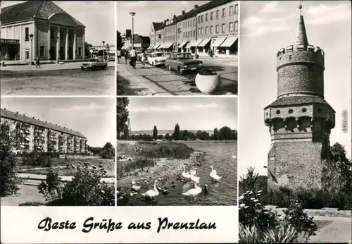 Ansichtskarte Prenzlau Turm, Straße, Wohnhaus, See 1978