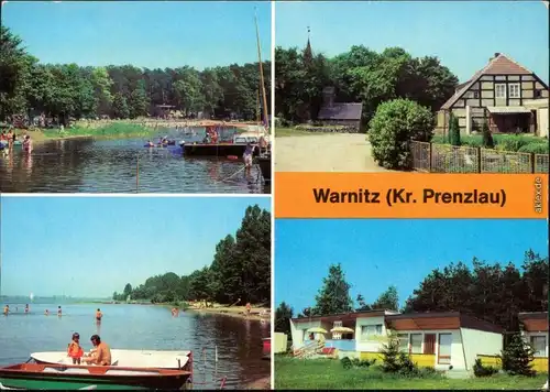 Warnitz b Prenzlau Freibad am Quast,  Bootsplatz, Bungalowsiedlung g1983