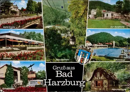 Bad Harzburg Weiße Brücke, Kurhaus, Schwebebahn, Schwimmbad, Märchenwald 1972