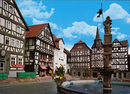 Ansichtskarte Fritzlar Marktplatz, Rolandsbrunnen 1985