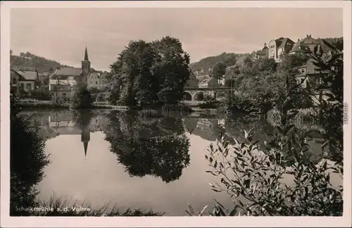 Ansichtskarte Schalksmühle (Volmetal) Volme, Kirche, Brücke, Häuser 1960