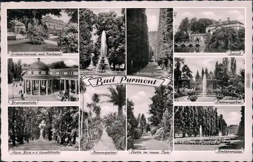 Bad Pyrmont Kurpark: Fontänen, Schloß, Erdbeertempel, Palmengarten 1958