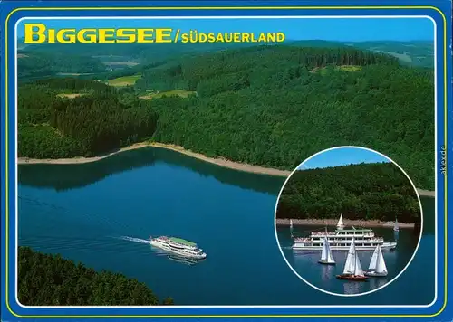 Ansichtskarte Attendorn Biggesee / Biggetalsperre mit Schiffe, Segelboote 1985