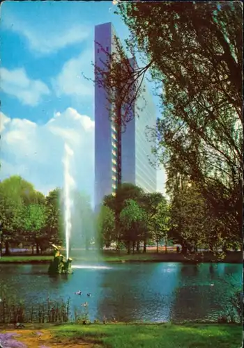 Ansichtskarte Düsseldorf Thyssenkrupp Hochhaus, Rückseite Fehldruck  1964