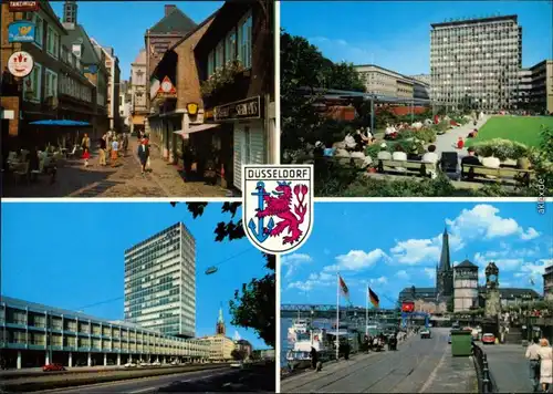 Ansichtskarte Düsseldorf Gasse, Hochhaus, Kirche, Promenade 1978