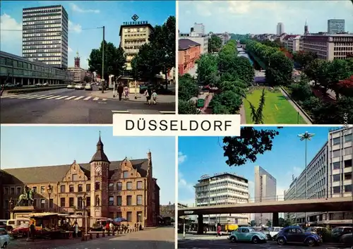 Ansichtskarte Düsseldorf Straße, Park, Brücken, Markt 1975