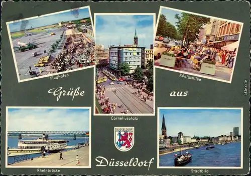 Düsseldorf Flugahfen, Königsallee, Rheinbrücke, Corneliusplatz 1959