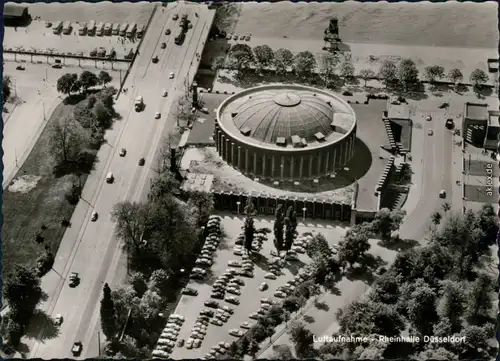 Ansichtskarte Düsseldorf Luftbild: Rheinhalle 1961