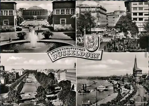 Düsseldorf Rheinhalle, Corneliusplatz, Königs-Allee, Rheinpartie 1962