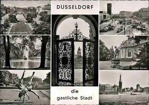 Düsseldorf Königsallee, Hauptbahnhof, Hofgarten, Schloß Benrath, Rhein 1966