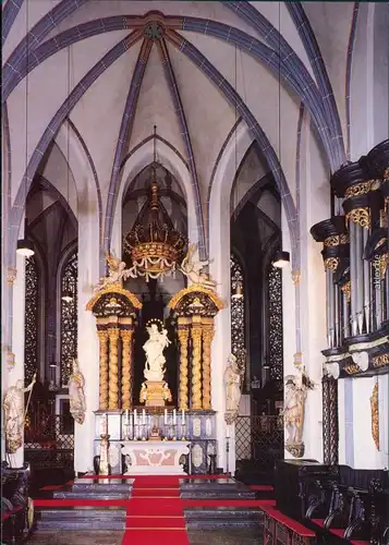 Düsseldorf Lambertus-Basilika: Hochaltar mit Marienfigur, Chororgel 1980